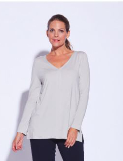 7845 vee neck long sleeve top with stitch detail